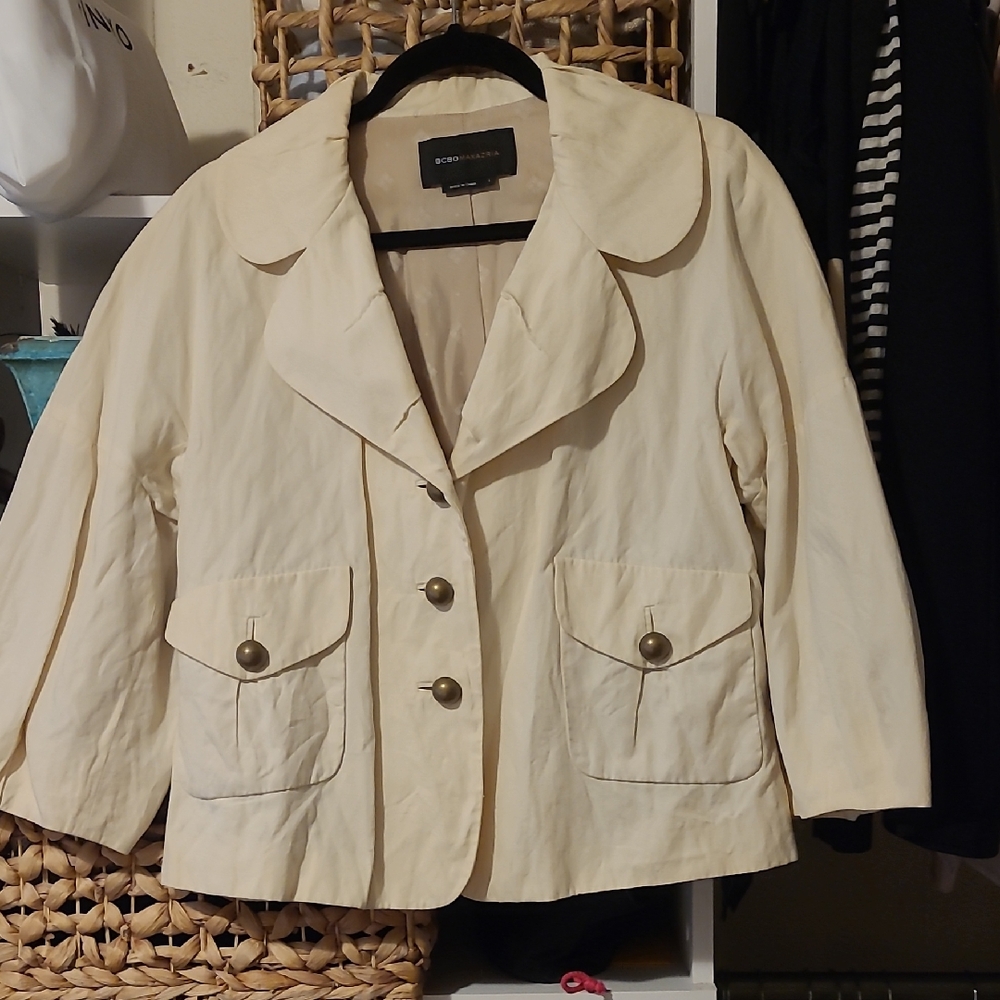 BCBGMaxAzria Cream Blazer with Button Accents